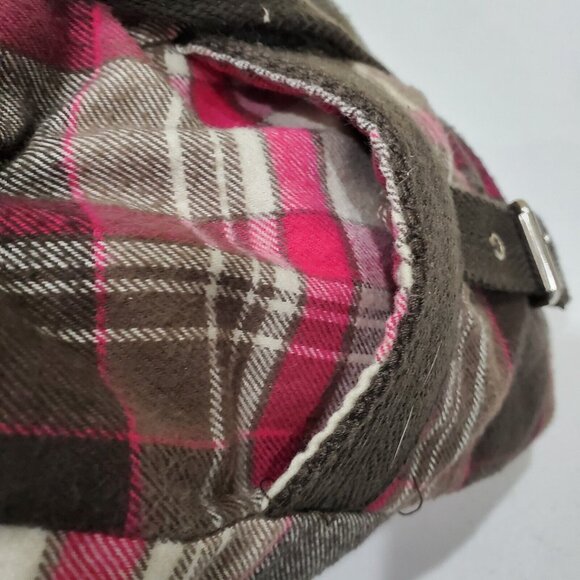 Aeropostale Tote Handbag with Wristlet Brown Pink Plaid Canvas Double Handles - Picture 11 of 15